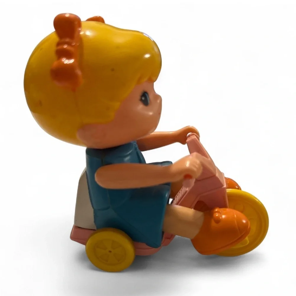 Vintage 1979 Tomy Girl On Tricycle Wind Up Toy Kid Made In Tawing Not Working